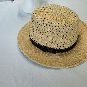 Tommy Bahama 100% Toyo Mens  Fedora Hat  Size L  Large 22" Cream